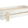 Pack De 2 Lits Empilables Pin Massif Blanc Et Bois Clair Ridulo 90x200 Cm