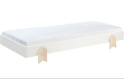 Pack De 2 Lits Empilables Pin Massif Blanc Et Bois Clair Ridulo 90x200 Cm -Vente De Chambre pack de 2 lits empilables pin massif blanc et bois clair modulo 90x200 cm 5420070236867 695102