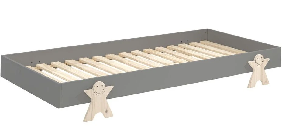 Pack De 2 Lits Empilables Pin Massif Gris Et Bois Clair Fernando 90x200 Cm 2 Pack De 2 Lits Empilables Pin Massif Gris Et Bois Clair Fernando 90x200 Cm – Image 2