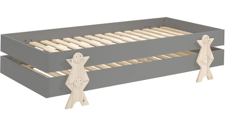 Pack De 2 Lits Empilables Pin Massif Gris Et Bois Clair Fernando 90x200 Cm 1 Pack De 2 Lits Empilables Pin Massif Gris Et Bois Clair Fernando 90x200 Cm