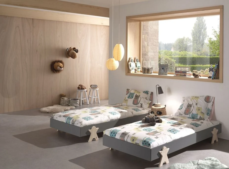 Pack De 2 Lits Empilables Pin Massif Gris Et Bois Clair Fernando 90x200 Cm 3 Pack De 2 Lits Empilables Pin Massif Gris Et Bois Clair Fernando 90x200 Cm – Image 3