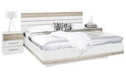 Pack Lit Adulte Et 2 Chevets 180 Blanc Et Chêne De Sanremo Tolga