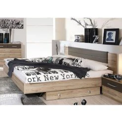 Pack Lit Et 2 Chevets Chêne Sanremo Et Marron Mat Madrid 140 9 Pack Lit Et 2 Chevets Chêne Sanremo Et Marron Mat Madrid 140 -Vente De Chambre pack lit et 2 chevets chene sanremo et marron mat madrid 140 217235