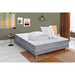 Pack Pret A Dormir Hypoallergénique DYNASPRING Matelas 140x190 + Sommier + Couette Et Oreillers