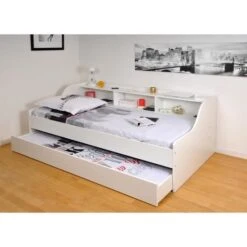 PALMA Lit Enfant Contemporain Mélaminé Blanc - L 90 X L 190 Cm -Vente De Chambre palma lit enfant contemporain melamine blanc l 90 x l 190 cm 3514230018621 454261