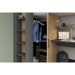 Lit Combiné Mezzanine Enfant - Décor Chene Et Gris - Sommier Inclus - 90 X 200 Cm - HIGH -Vente De Chambre parisot lit combine mezzanine enfant decor chene et gris sommier inclus 90 x 200 cm high 3480940293606 759350