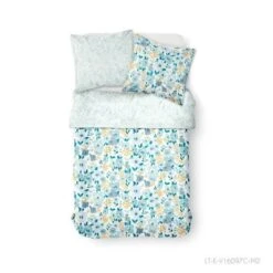 TODAY Parure De Lit 2 Personnes 240X260 Coton Imprime Bleu Floral SUNSHINE
