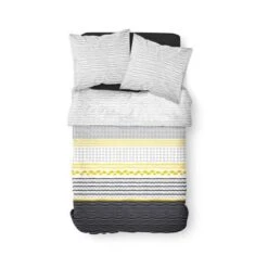 TODAY Parure De Lit 2 Personnes 240X260 Coton Imprime Noir Graphique SUNSHINE