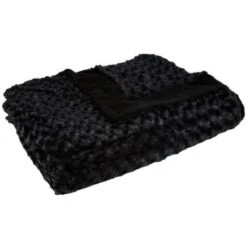 Plaid Fourrure Bouclée - 180 X 230 Cm - Noir