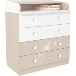 POLINI KIDS AMIS ZEN Commode A Langer VOLGA 4 Tiroirs Avec Plan A Langer Rabattable Blanc/naturel -Vente De Chambre polini kids amis zen commode a langer volga 4 tiroirs avec plan a langer rabattable blanc naturel 4620031186861 779391