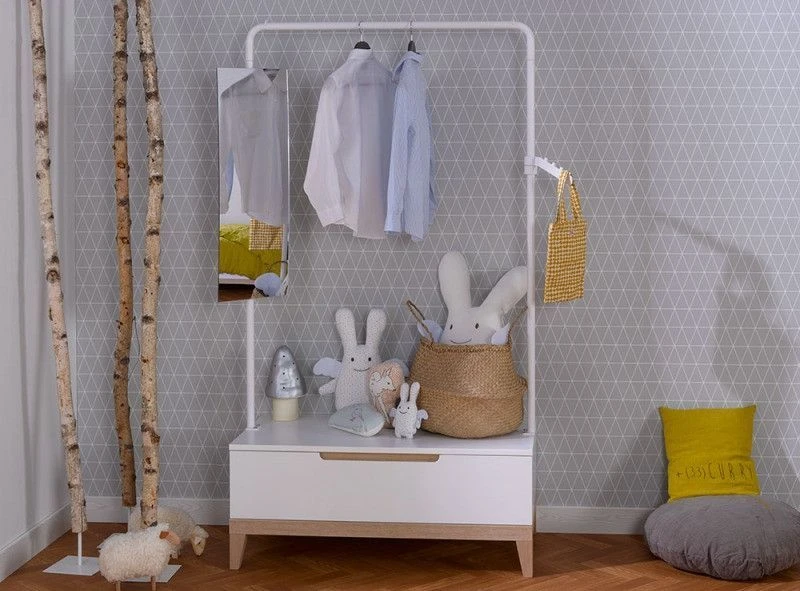 Portant Enfant 1 Tiroir Bois Blanc Et Hêtre Clair Evidence 1 Portant Enfant 1 Tiroir Bois Blanc Et Hêtre Clair Evidence