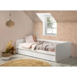 ROMANA Lit Gigogne Enfant En MDF - Blanc - 2 X L90 X L190 Cm -Vente De Chambre romana lit gigogne enfant en mdf blanc 2 x l90 x l190 cm 8435178317971 453417