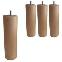 SEDAC 4 Pieds Cylindriques Verni Naturel H 20cm