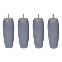 SEDAC Jeu De 4 Pieds Pour Sommier En Bois Hetre Massif - Laqué Gris Souris - H 17 Cm