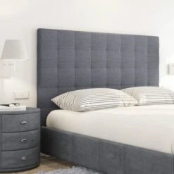SOGNO Tete De Lit Capitonnée Style Contemporain - Tissu Gris Foncé - L 180 Cm