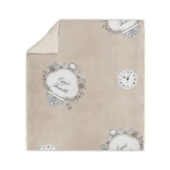 SOLEIL D' OCRE Plaid Polaire Sherpa Microfibre Esprit De Famille - 110 X 160 Cm - Taupe