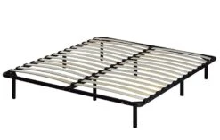 Sommier à Lattes Noir Sur Pieds 160x200 Cm Somkit