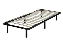 Sommier à Lattes Noir Sur Pieds 90x200 Cm Somkit