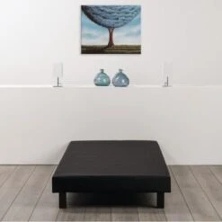 Sommier Tapissier A Lattes 90 X 190 - Bois Massif Noir + Pieds - FINLANDEK Rakenne