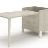 Table Bureau Avec Coffre Dessin Bois Clair Et Pieds Blanc