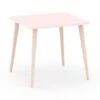 Table Carrée Rose Et Pieds Naturel
