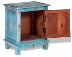 Table De Chevet 1 Porte Oriental Manguier Massif Bleu Turquoise Pinkie -Vente De Chambre table de chevet 1 porte oriental manguier massif bleu turquoise pinkie 3666722580205 257575
