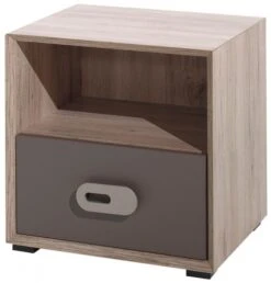 Table De Chevet 1 Tiroir 1 Niche Bois Clair Et Marron Foresta