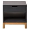 Table De Chevet 1 Tiroir Bois Anthracite Et Pieds Hêtre Massif Miel