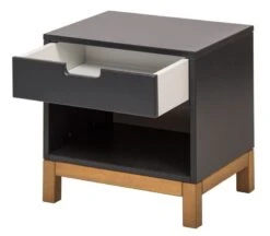 Table De Chevet 1 Tiroir Bois Anthracite Et Pieds Hêtre Massif Miel -Vente De Chambre table de chevet 1 tiroir bois anthracite et pieds hetre massif indigo 5414375173231 591821