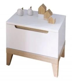 Table De Chevet 1 Tiroir Bois Blanc Et Hêtre Clair Evidence -Vente De Chambre table de chevet 1 tiroir bois blanc et hetre clair evidence 3700429610015 654957