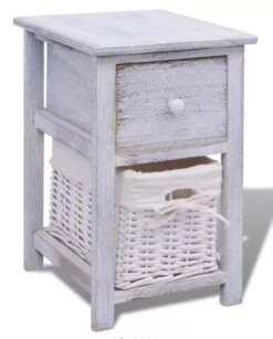 Table De Chevet 1 Tiroir Et 1 Panier Paulownia Massif Clair Poupa