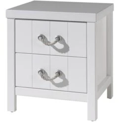 Table De Chevet 2 Tiroirs Bois Laqué Blanc Lewis