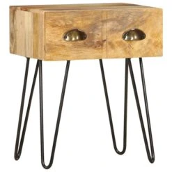 Table De Chevet 40 X 30 X 50 Cm Bois De Manguier Massif 2