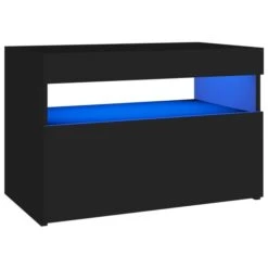 Table De Chevet Avec Lumières LED Noir 60x35x40 Cm
