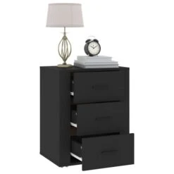 Table De Chevet Noir 50x36x60 Cm Bois D’ingénierie -Vente De Chambre table de chevet noir 50x36x60 cm bois d ingenierie 3666722942324 1507092