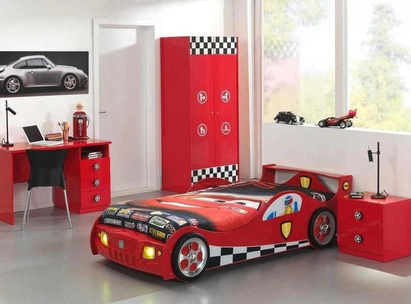 Table De Chevet Voiture De Course Bois Laqué Rouge Cara 2 Table De Chevet Voiture De Course Bois Laqué Rouge Cara – Image 2