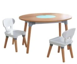Table Enfant Mid Century Et 2 Chaises Blanc/naturel Kidkraft 26195