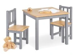 Pinolino Table Et Chaises Enfant Pin Massif Clair Et Laqué Gris Fenna