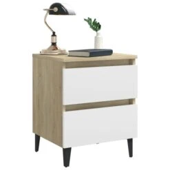 Tables De Chevet 2 Pcs Blanc Et Chêne Sonoma 40x35x50 Cm -Vente De Chambre tables de chevet 2 pcs blanc et chene sonoma 40x35x50 cm 3666722488761 699040