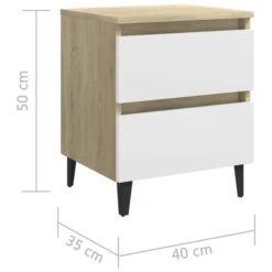 Tables De Chevet 2 Pcs Blanc Et Chêne Sonoma 40x35x50 Cm -Vente De Chambre tables de chevet 2 pcs blanc et chene sonoma 40x35x50 cm 3666722488761 699045