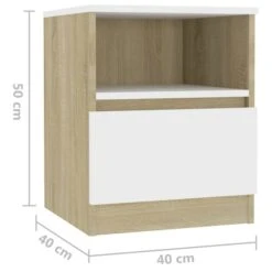 Tables De Chevet 2 Pcs Blanc Et Chêne Sonoma 40x40x50 Cm -Vente De Chambre tables de chevet 2 pcs blanc et chene sonoma 40x40x50 cm 3666722320078 986062