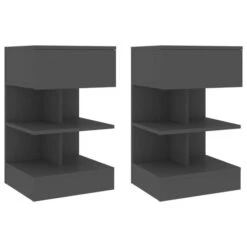 Tables De Chevet 2 Pcs Gris 40x35x65 Cm