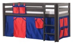 Tente Pour Lit Mezzanine Tissu Bleu Et Rouge Domino