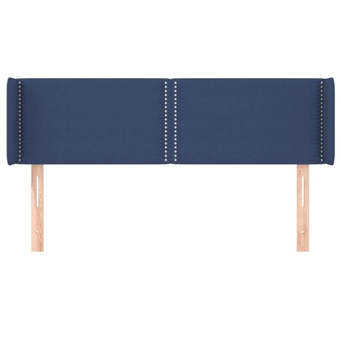 Tête De Lit Avec Oreilles Bleu 147x16x78/88 Cm Tissu 3 Tête De Lit Avec Oreilles Bleu 147x16x78/88 Cm Tissu – Image 3