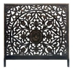 Tête De Lit Bois Noir Et Doré Sculpté Birkin 140