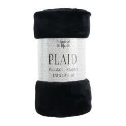 THE HOME DECO FACTORY Plaid A Pompons Bicolore Flanelle M6 - Noir -Vente De Chambre the home deco factory plaid a pompons bicolore flanelle m6 noir 3664944056072 426392