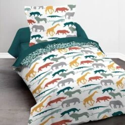 TODAY Parure De Lit Enfant Kids First 1.2 - 1 Personne - Housse De Couette 140 X 200 Et 1 Taie D'oreiller 63 X 63 Cm - Imprimé Blanc