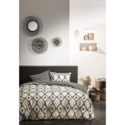 TODAY Parure De Lit Morocco Evasion - Housse De Couette 140 X 200 Cm + 1 Taie D'Oreiller 63 X 63 Cm - 100% Coton 57 Fils - Beige